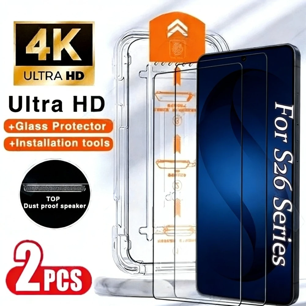 2Pcs Full Cover Screen Protector for Samsung Galaxy S26 S25 S24 S23 Ultra S22 S21 Plus S25 S24 FE One Click Installation Glass