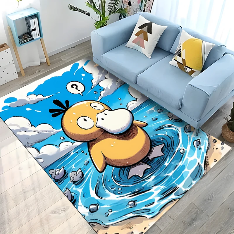 

Japanese Anime Pokemon Psyduck Area Rug,Carpet for Living Room Bedroom Sofa Doormat Decoration,Non-slip Floor Mat Tapis