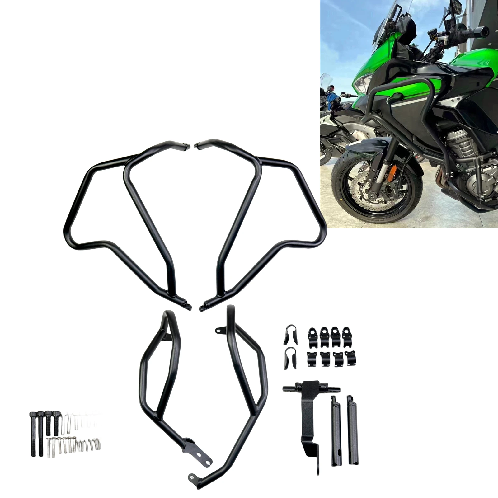 Motorcycle Crash Bar Engine Guard Fall Protector Bumper For Kawasaki Versys 1000 2019 2020 2021 2022 2023 2024