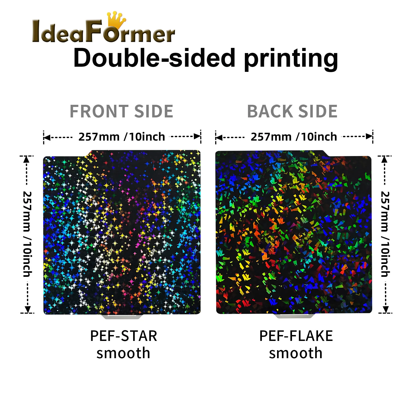 IdeaFormer Double Sided Smooth PEF Star PEF Flake Plate For Bambu Lab Build Plate X1C P1P Spring Steel Sheet for Bambulab P1S X1