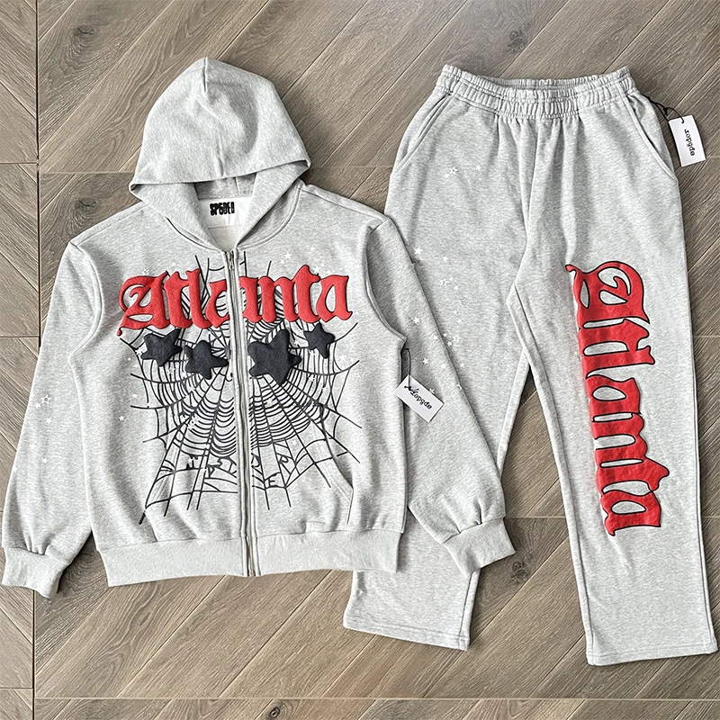 

Worldwide Atl Fuzzy Print Casual Long Pants Hoodie Set Youth Cotton 00% Long Sve Autumn Collection Men's Wear
