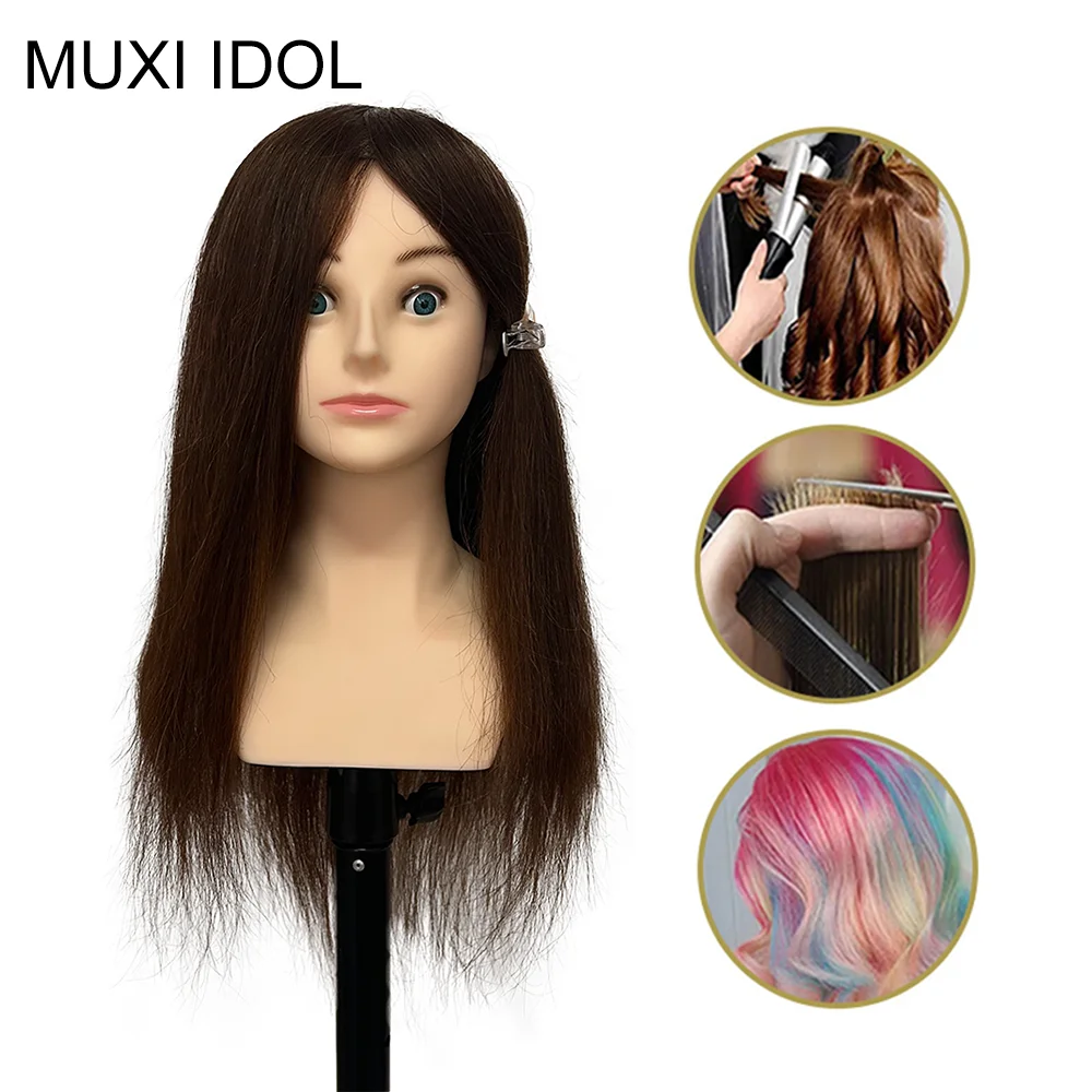 

【New Version】Mannequin Head 100% Human Hair 20inches High Grade Hairdressing Head Dummy Dolls Training Head Can Be Anything