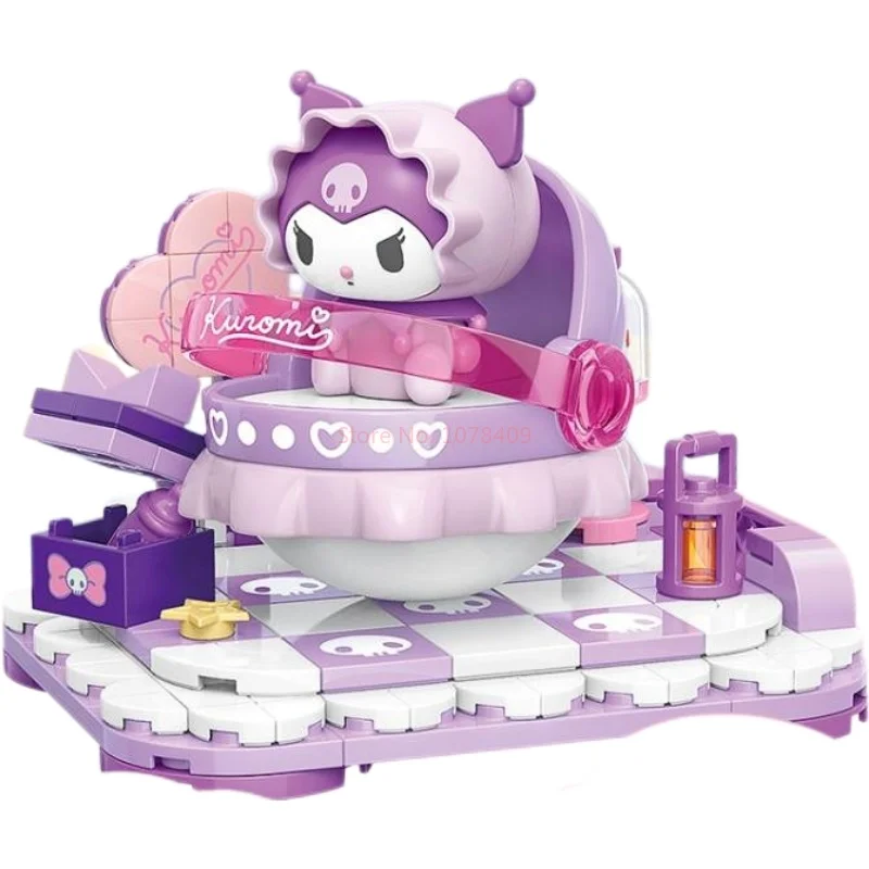 Sanrio Kuromi Melody Cinnamoroll lindo cama oscilante bloques de construcción rompecabezas juguetes montaje de bloques de construcción decoración regalos