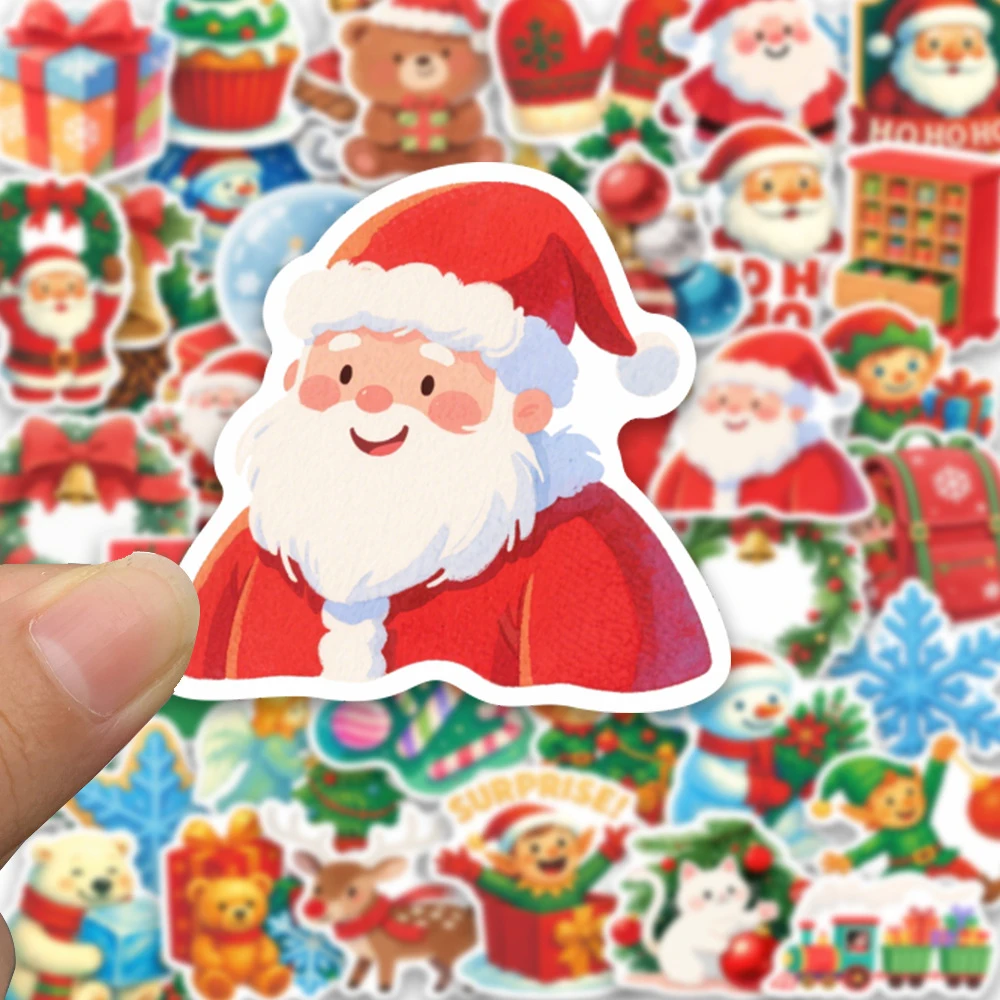 

10/30/50/100pcs Merry Christmas Graffiti Stickers Cute Santa Claus Snowman Cartoon Decals DIY Suitcase Phone Waterproof Sticker