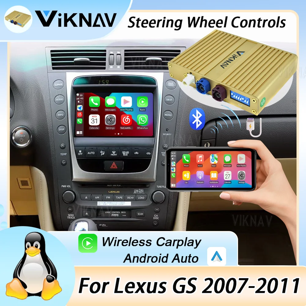 For Lexus GS GS350 GS450h 2007-2011 Android Auto Wireless Apple