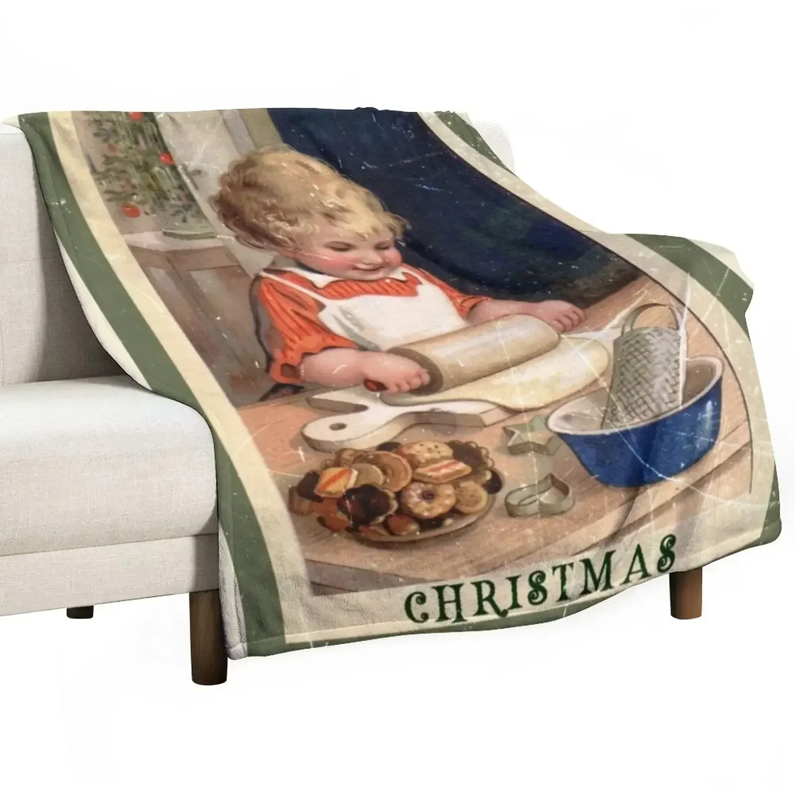 

Vintage Christmas cookie-baking Throw Blanket warm for winter Shaggy Blankets