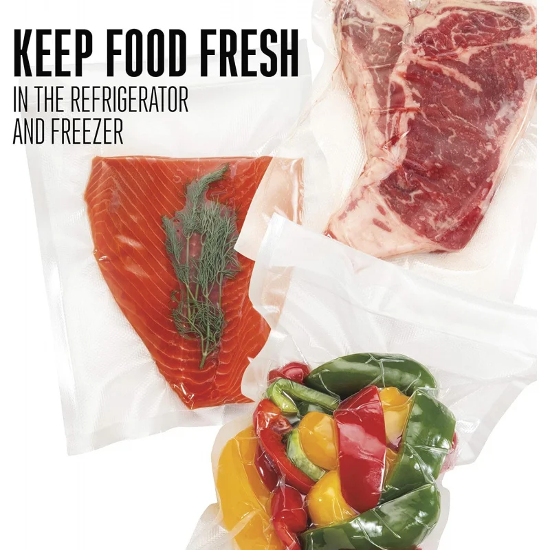 أكياس سد الفراغات، طبقتان بسمك 3 مم، NutriFresh، FoodSaver وغيرها من أنظمة الختم الحراري، إعداد الوجبات وفيديو الصوص، خالية من مادة BPA،