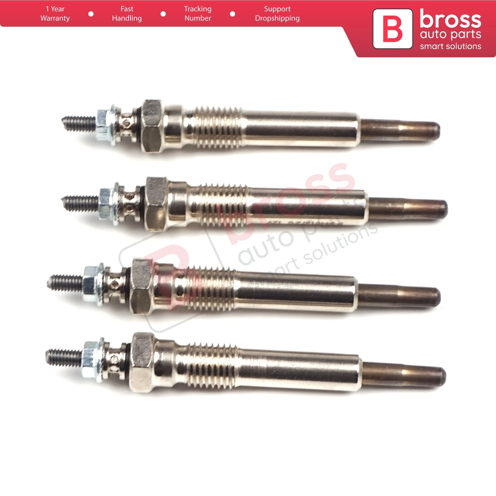 Bross Auto Parts BGP63-1 4 Pcs Heater Glow Plugs GJ26IS, 371G, 100226208 for Isuzu Opel Bedford Vauxhall Ship From Turkey