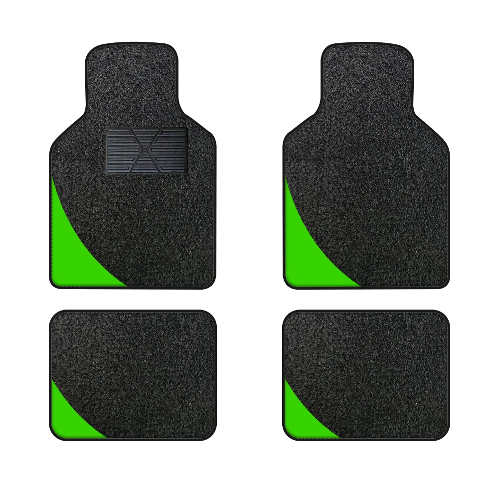 

4X colorful Bar Universal Car Floor Mat Polyester Velvet Foot Pedal Waterproof Durable Antiskid Black 4pcs