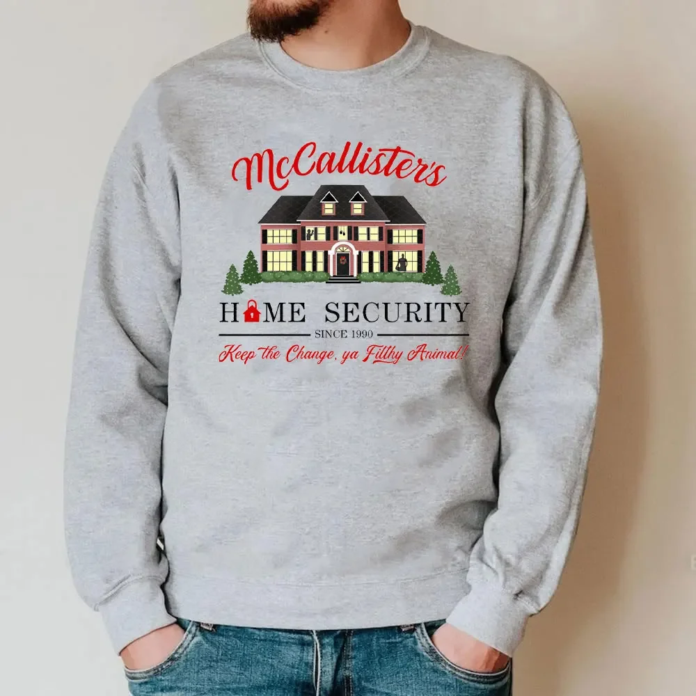 Home Alone Hoodie McCallister's Home Security Hooded Sweatshirt Funny Christmas Movie Kevin McCallister Xmas Hoodies Men Women