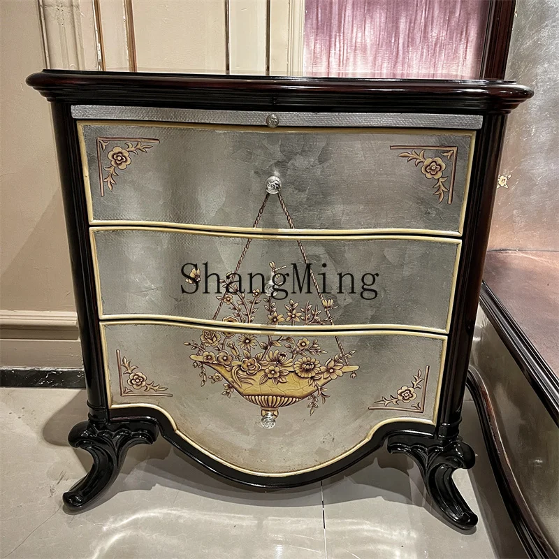 

CL neoclassical mahogany core wood bedside table furniture bedside table