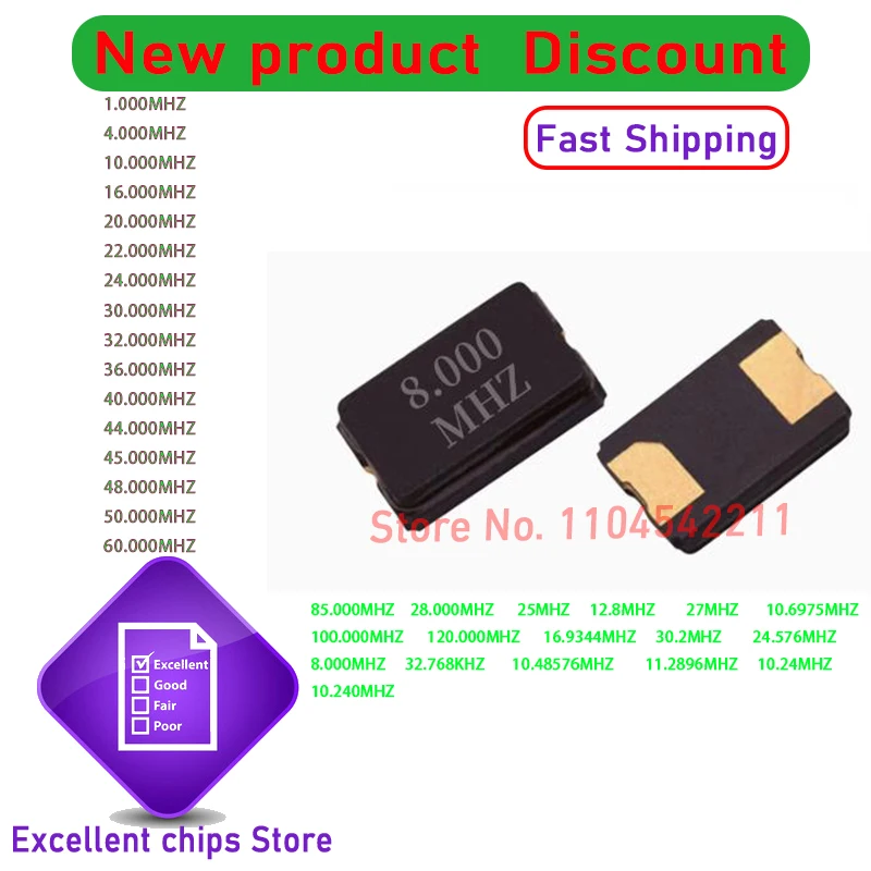 

10pcs/lot Original New 8MHZ 8M 8.000mhz SMD Quartz Resonator Crystal 2Pin 5032 Passive Crystal in stock