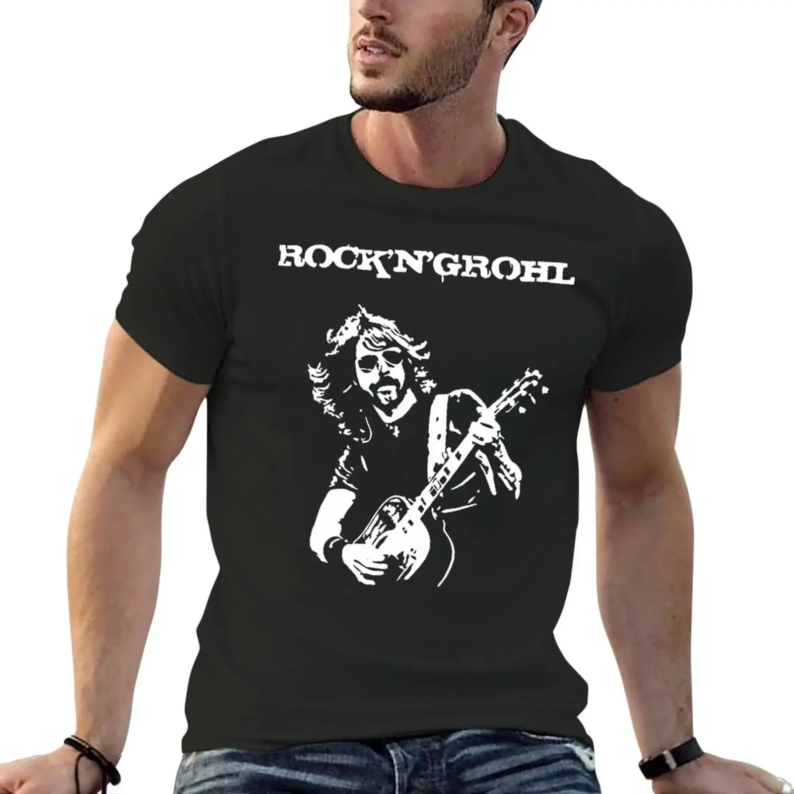 ROCK and GROHL T-Shirt hippie clothes plus size tops graphics T-shirts for men cotton