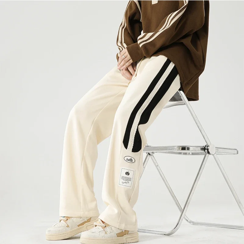 

Pants Men Autumn Contrast Color All-match Korean Style High Street Harajuku Full Length Baggy Casual Fashion Hip Hop Trousers