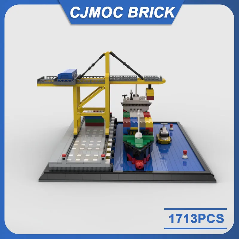 Microscale Cargo Port Mobile Crane Building Blocks Model DIY Bricks Technology Creative Assembly Toys Kids Collector Gifts