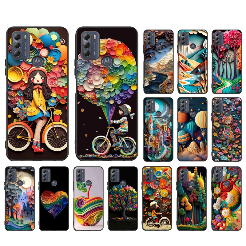 Paper Art Girl landscape Phone Case For Moto Edge 50 40 Pro Edge 40 30 Ultra Neo Fusion G Power G Stylus G Play E32 E20 E40 