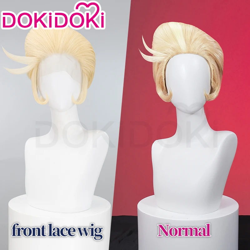 IN STOCK Lucifer Adam Front Lace Wig Anime Cosplay DokiDoki Men Short Blond Hair 28cm Lucifer Morningstar Cosplay Free Wig Cap