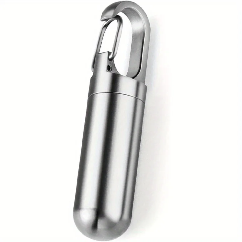 Small pocket pill box keychain, portable waterproof pill box, titanium alloy travel pill container, cute keychain pill holder