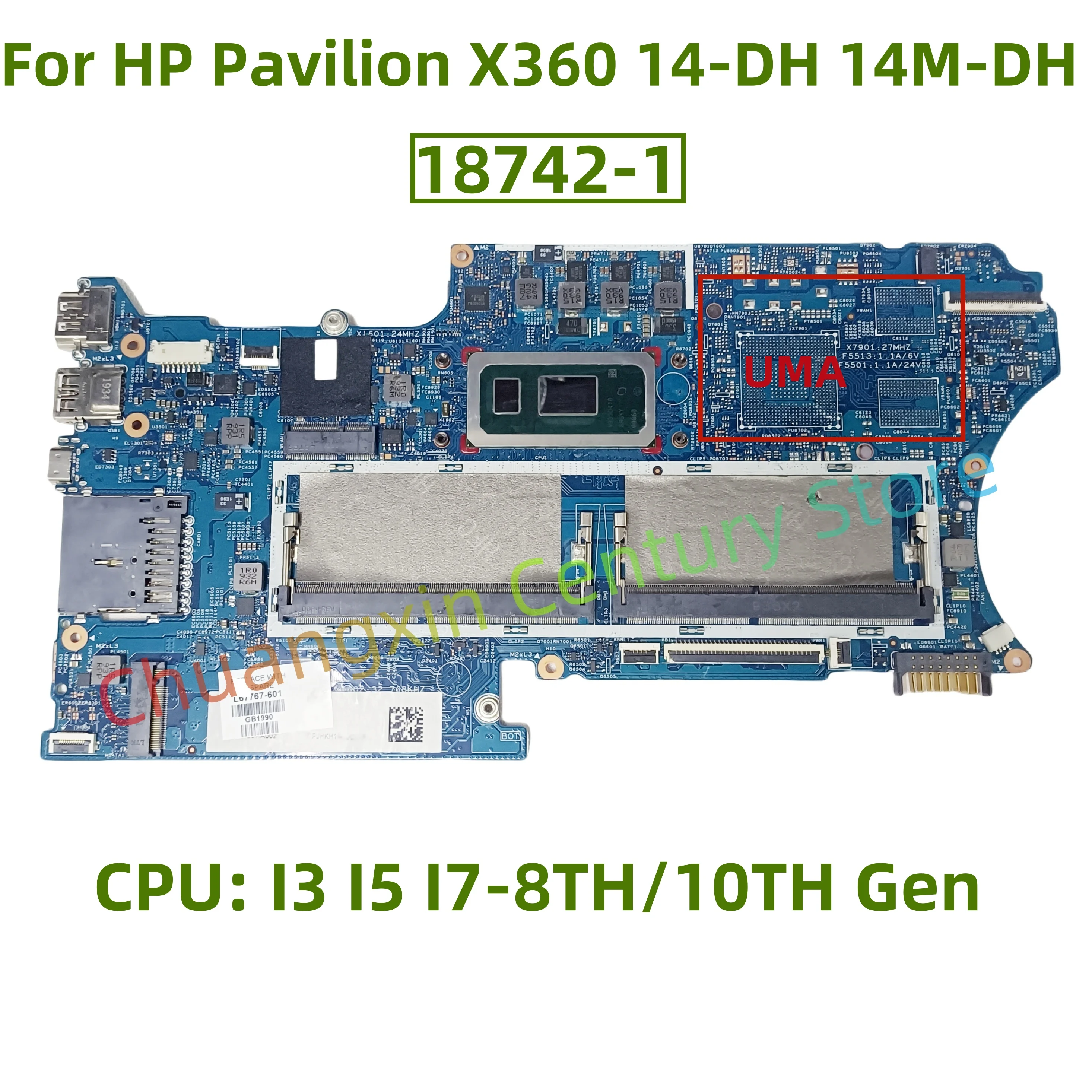 Suitable for HP Pavilion X360 14-DH 14M-DH laptop motherboard 18742-1 with I3 I5 I7-8TH/10TH Gen CPU UMA 100% Tested Work