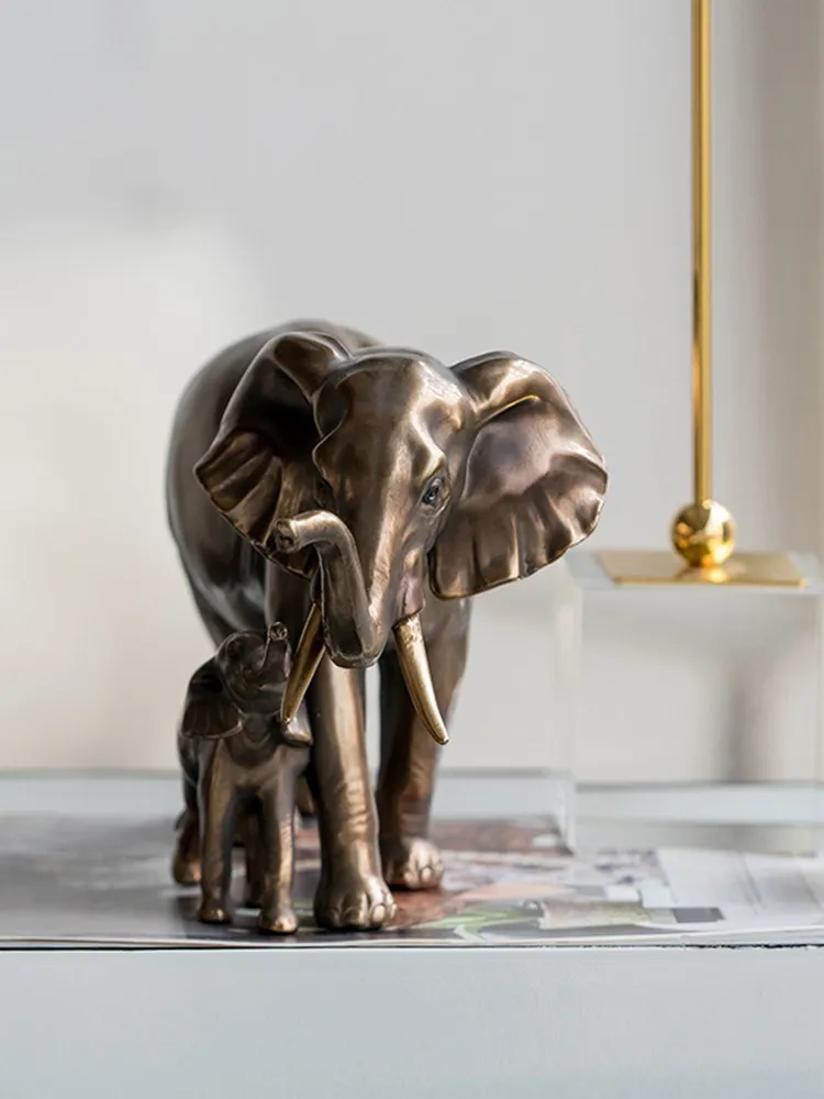 European retro copper gold elephant home jewelry porch sample room study soft decoration design ornament