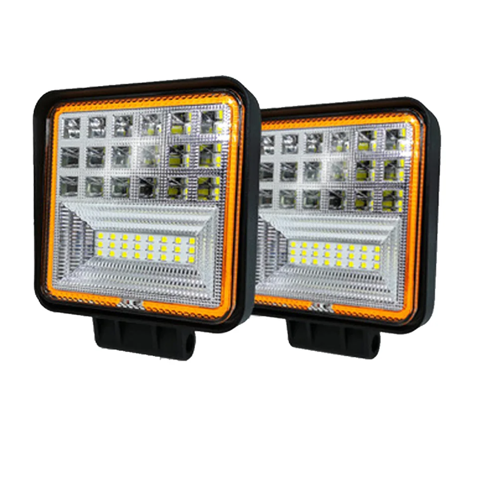 2x 4Inch 126W Work Lamp Square LED Light Super Bright Driving Spot Light Waterproof Headlamp For Off-road Trucks ATV Car