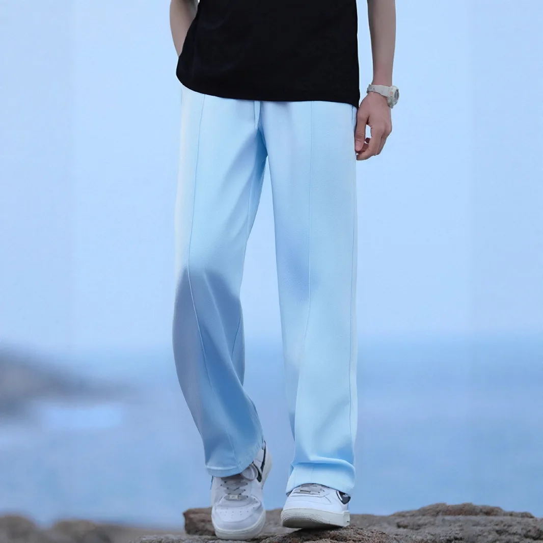 

2025 мужские прямые повседневные брюки свободного кроя, летние модные спортивные повседневные брюки из тонкого льна