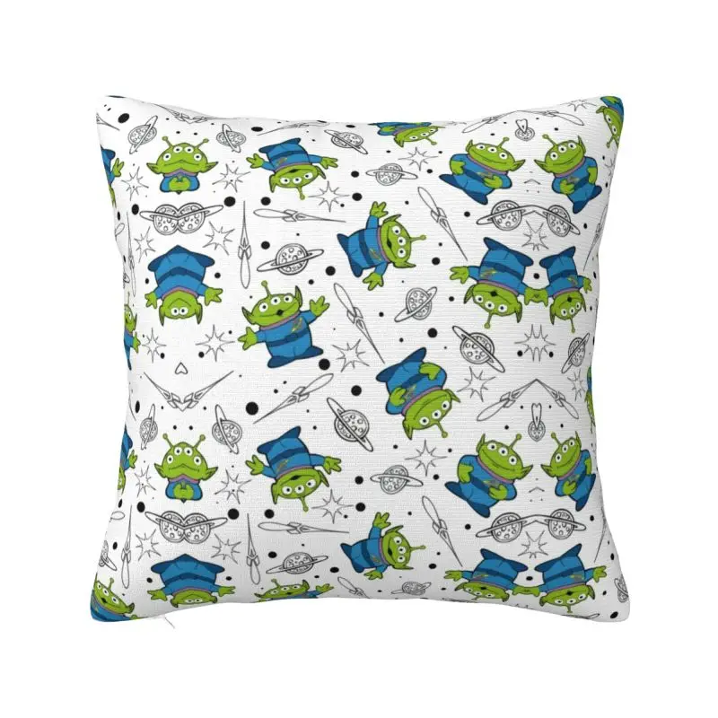 Custom Fashion Toy Story Green Aliens Cushion Cover 40x40cm Soft Pillow Case for Car Square Pillowcase