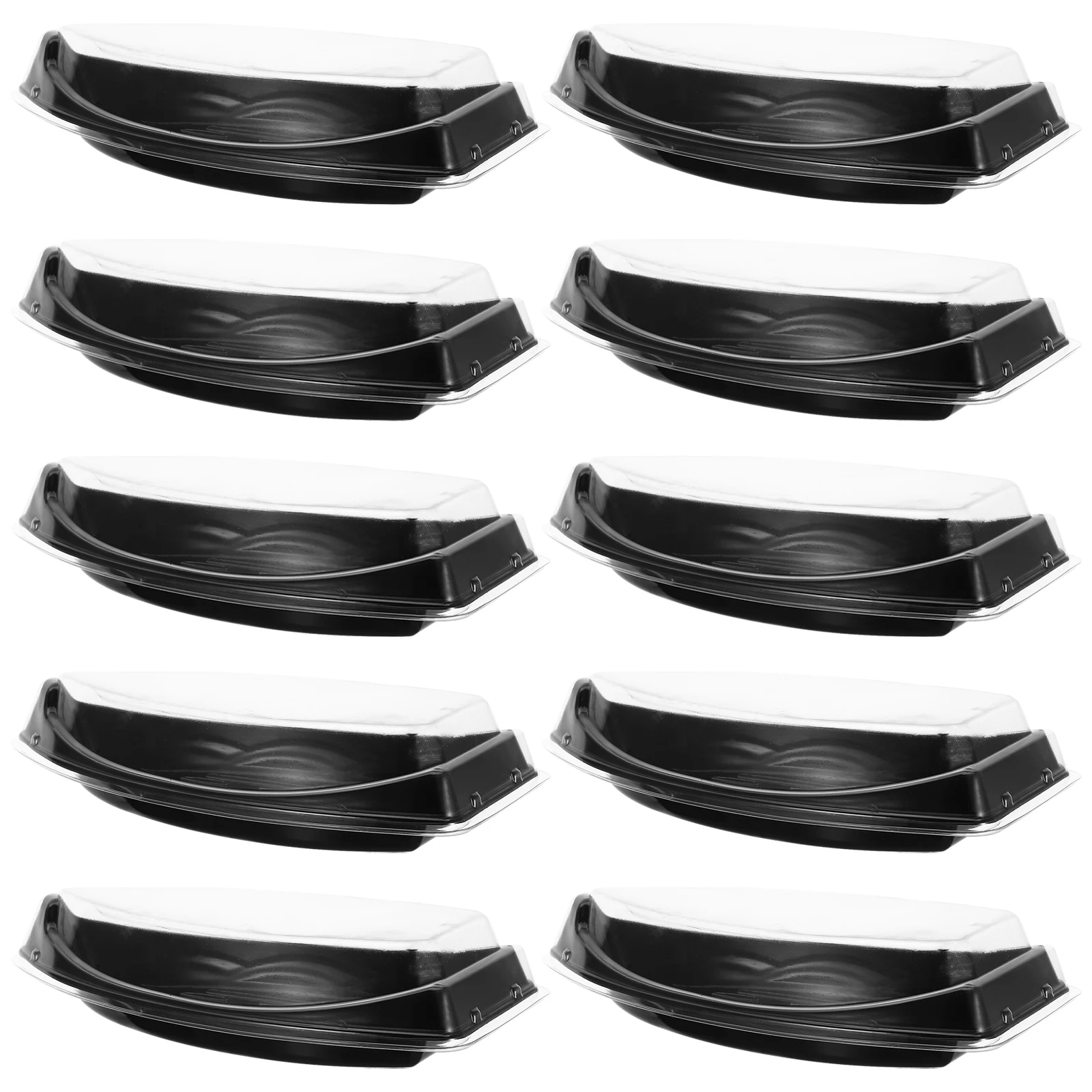 

10 Pcs Sushi Box To-go Containers Platter Boxes Boat Serving Tray Display Plastic Snack