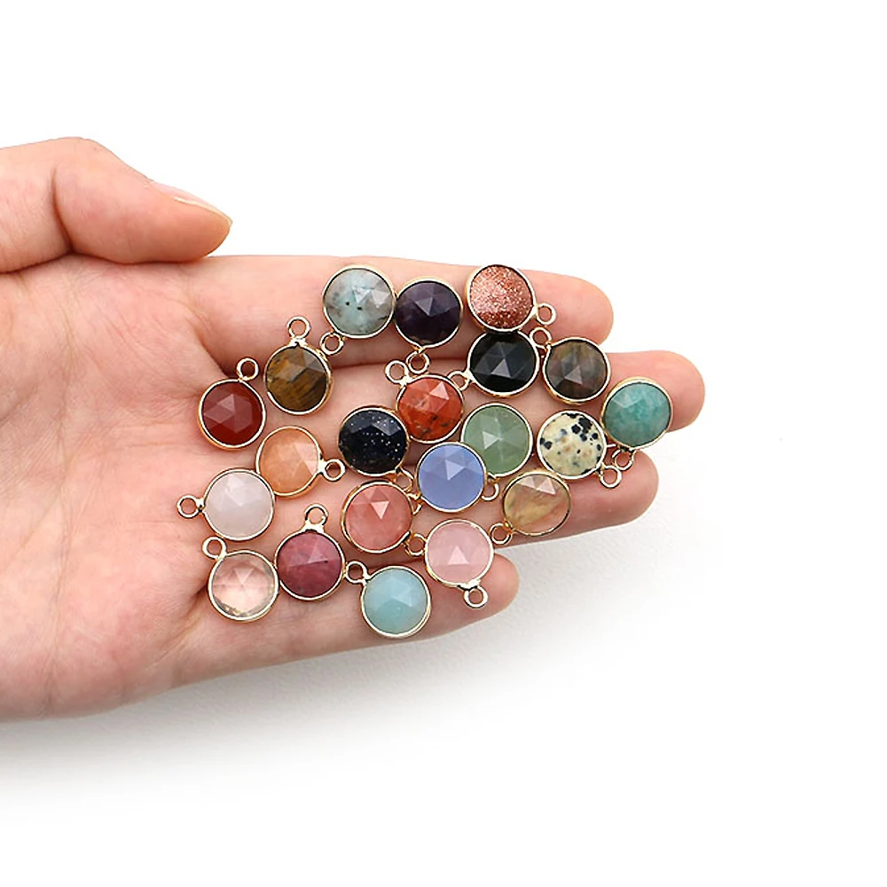 

Natural Rose Crystal Quartz Stone Pendant Conector Charms for Handmade Women Necklace Bracelet Earrings Jewelry Making Accessory