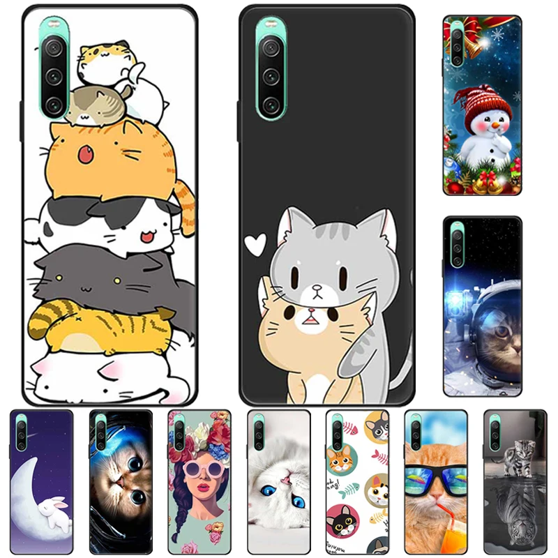 For Sony Xperia 10 IV Cases Soft TPU Silicone Cat Animal Phone Covers For Sony Xperia 1 IV Back Cases Funda for Xperia10IV 6.0''