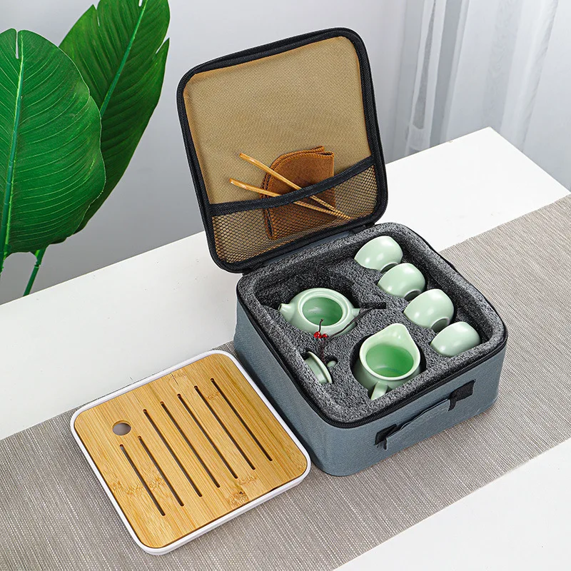 

Премиальный дорожный набор для чая с чайником-горшочком Xishi из глины Дин, для любителей чая, для дома и офиса