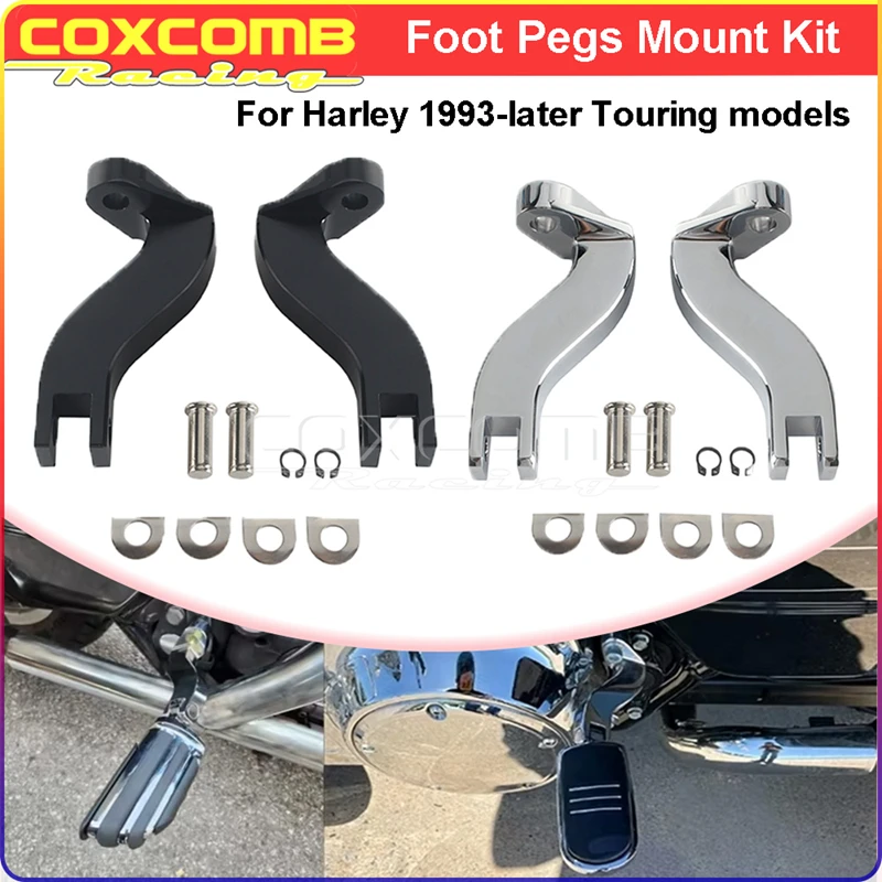 Motorcycle Passenger Footpeg Aluminum Mount Bracket Aftermarket Kit For Harley Touring FLHX FLHR Street Glide Road King 1993-Up