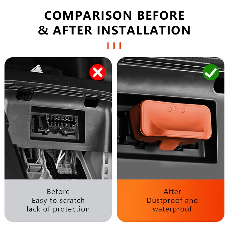 Silicone Car OBD Port Dust Cover Handle Design OBD Port Lock Protector Sleeve Caps Waterproof Dustproof Car Accessories