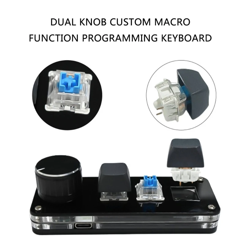 9/10/12/15/16Key Macro ฟังก์ชั่นการเขียนโปรแกรมแป้นพิมพ์ขนาดเล็กลูกบิดคู่สามลูกบิดที่กําหนดเองโปร่งใสปุ่มปุ่มกดสําหรับเล่นเกม
