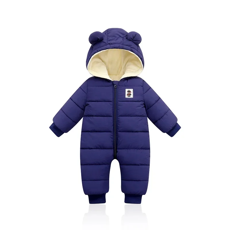 Baby Birthday Clothes Winter Thick Warm Jumpsuit Infant Rompers Hooded Outdoor Clothing Warm Down Jacket Baby Casual Jumpsuits