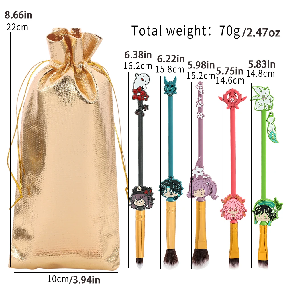 فرشاة ماكياج على شكل شخصية متأثرة من أنيمي جينشين Keqing Hutao Xiao Venti Yae Miko هدية مستحضرات تجميل وفرش مكياج للحاجب #2