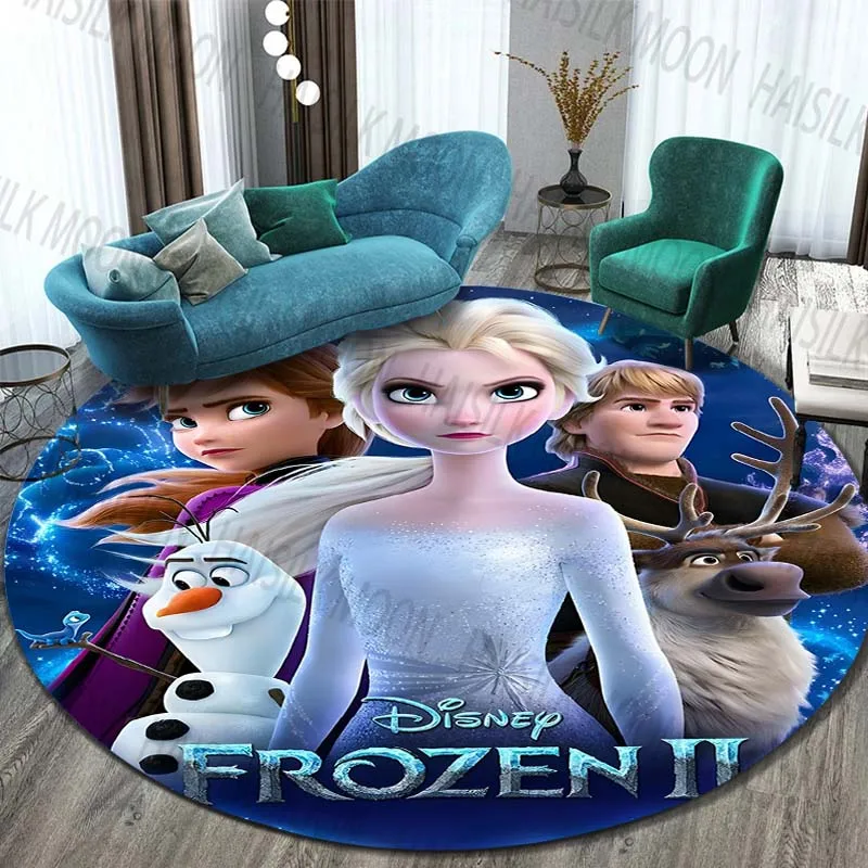 Frozen Elsa Princess Round Carpet for Living Room Disney Cute Area Rugs Home Party Club Carpet Floor Mat Kid Room Decor Gift