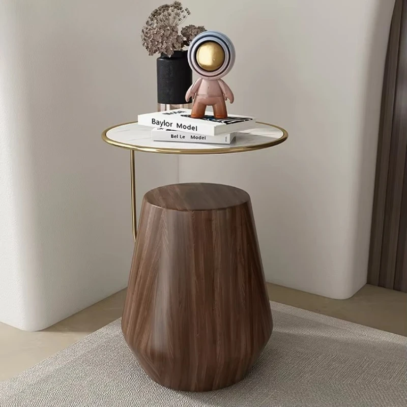 

Round solid wood coffee table, marble top modern corner, table living room furniture bedside table