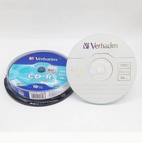 Verbatim CD-R Disco CD vacío en blanco Discos CDR 80min 700MB 52X Paquete de 10
