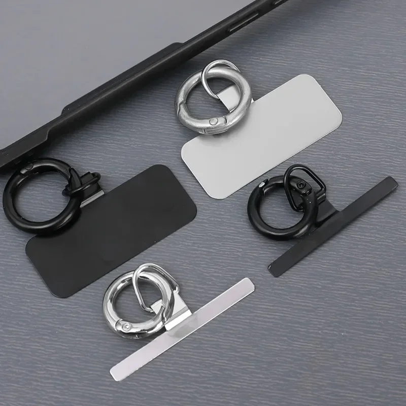 Stainless Steel Phone Lanyard Pads with Spring Rings Universal Phone Strap Connector Patches Anti-lost Cellphone Strap Gaskets