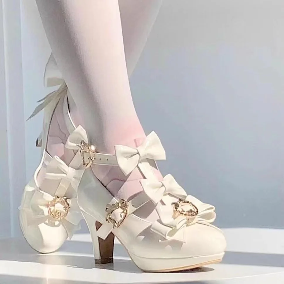 Lolita Sweet Pure Desire Butterfly Bow Love Metallschnalle Mary Jane Vitality Girl Lo Schuhe