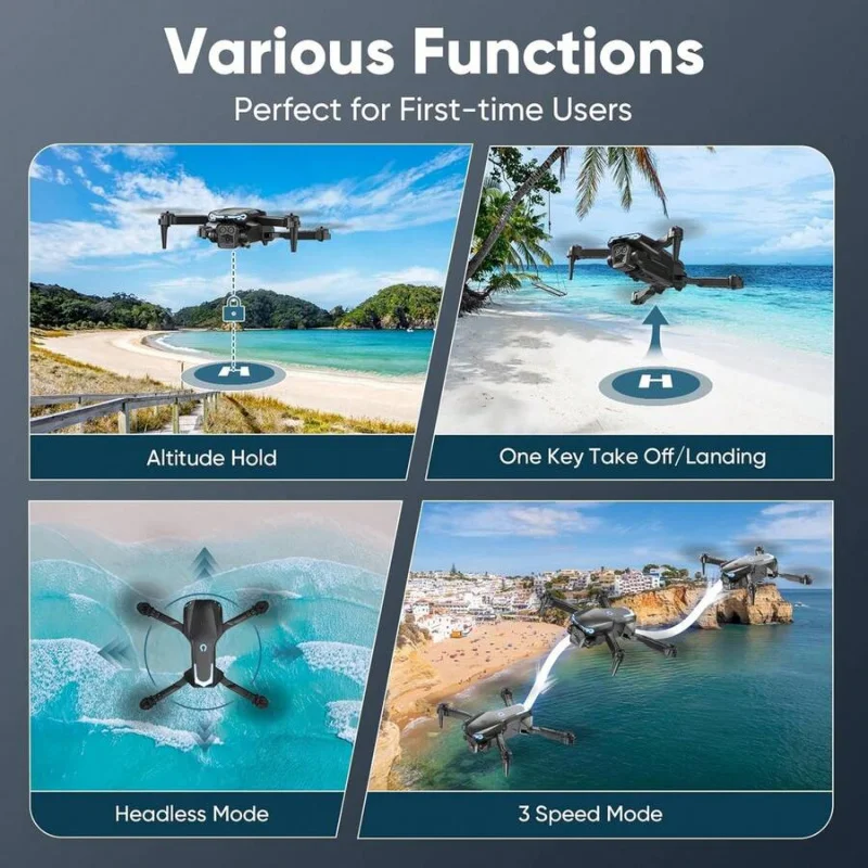 Foldable Drone With 1080P HD Camera For Beginners & Adults, FPV Live Video, One Key Start, Altitude Hold, 3D Flips, Gesture Self