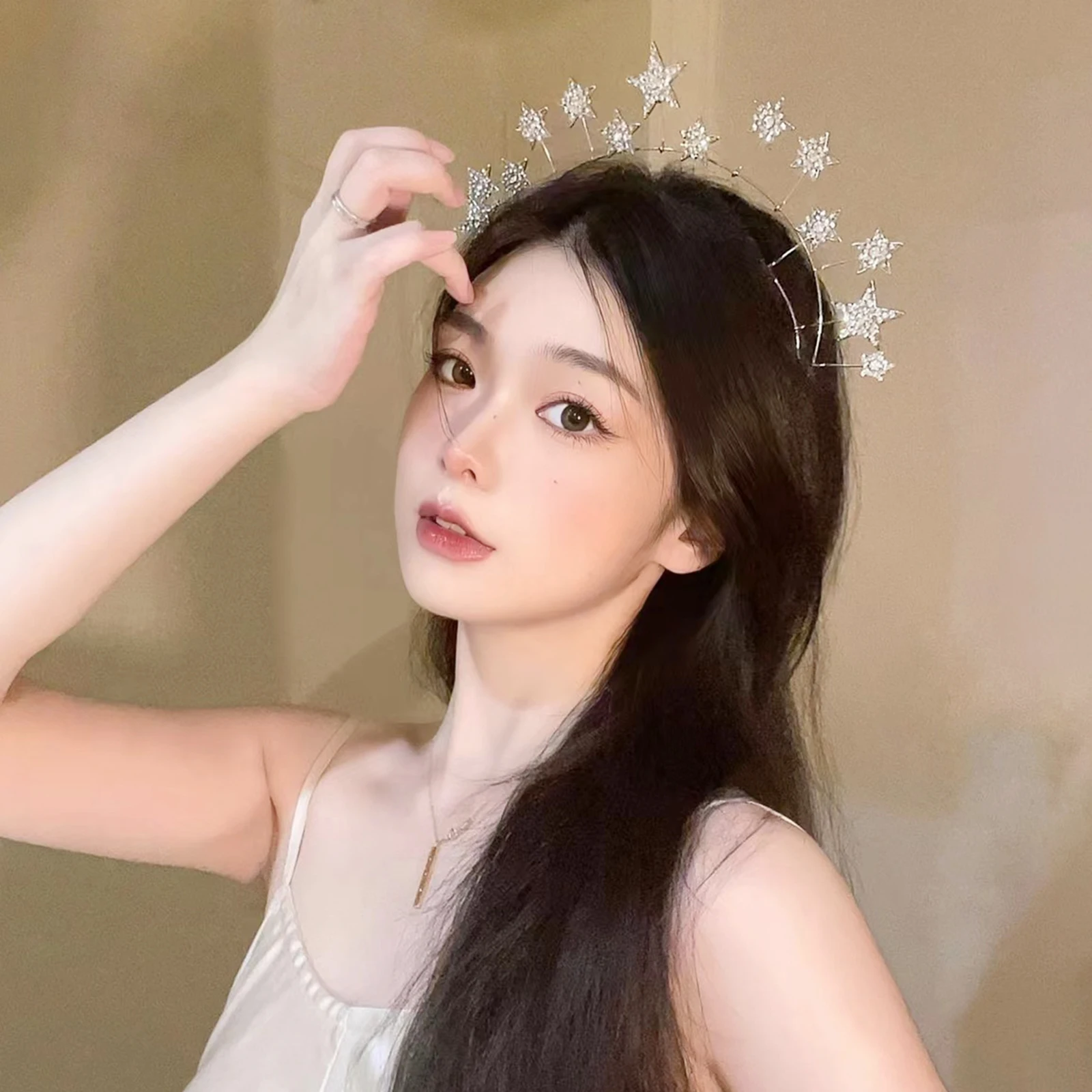 

Diamond Headband Bridal Hair Accessories Star Tiara Crown Costume Headpiece Flash Miss