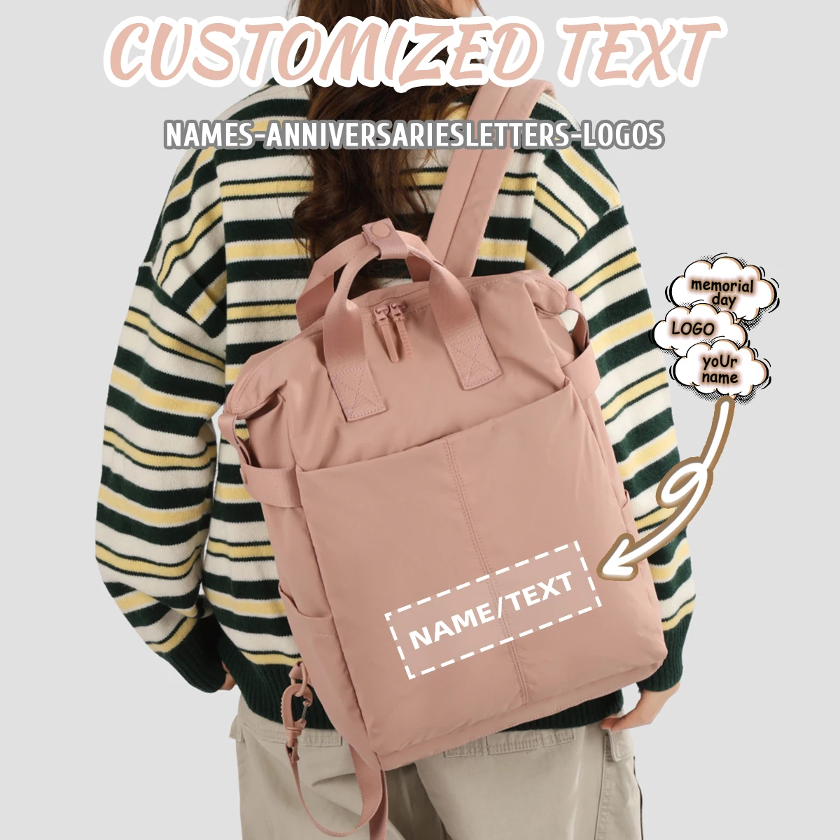 

Logo Customized Backpack for Female College Students, Laptop Bag, Hiking Bag, High-End School Bag, Niche Design, Business Work Commute, Personalized DIY