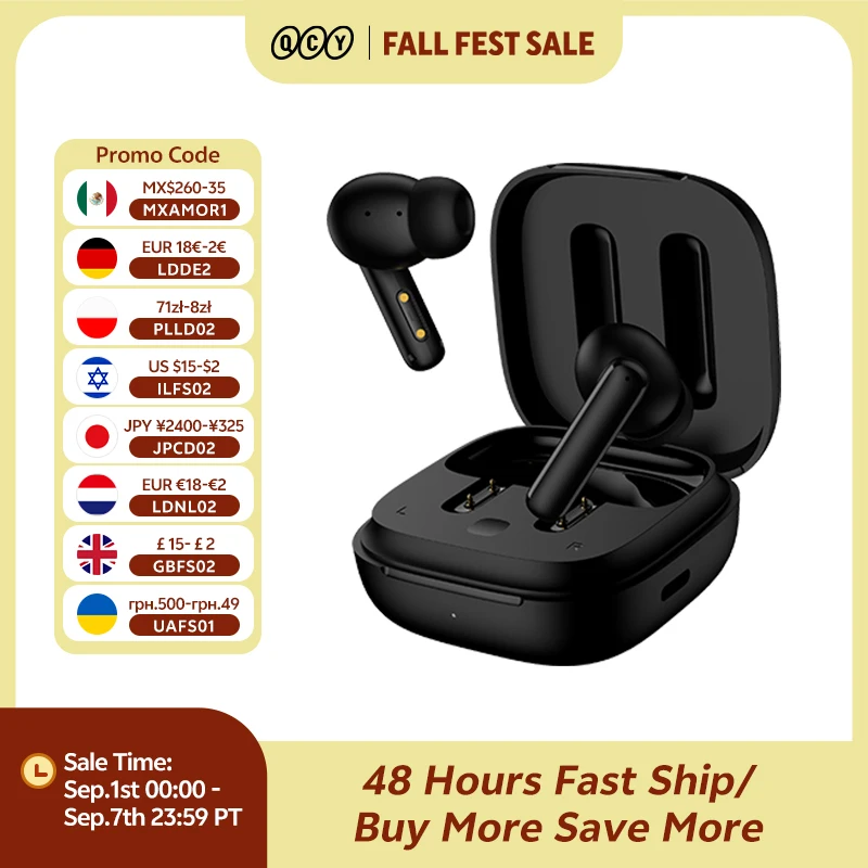QCY-Écouteurs sans fil T13 ANC, Bluetooth 5.3, TWS ANC, suppression du bruit, sauna, téléphone, 4 micros, casque ENC, écouteurs mains libres intra-auriculaires
