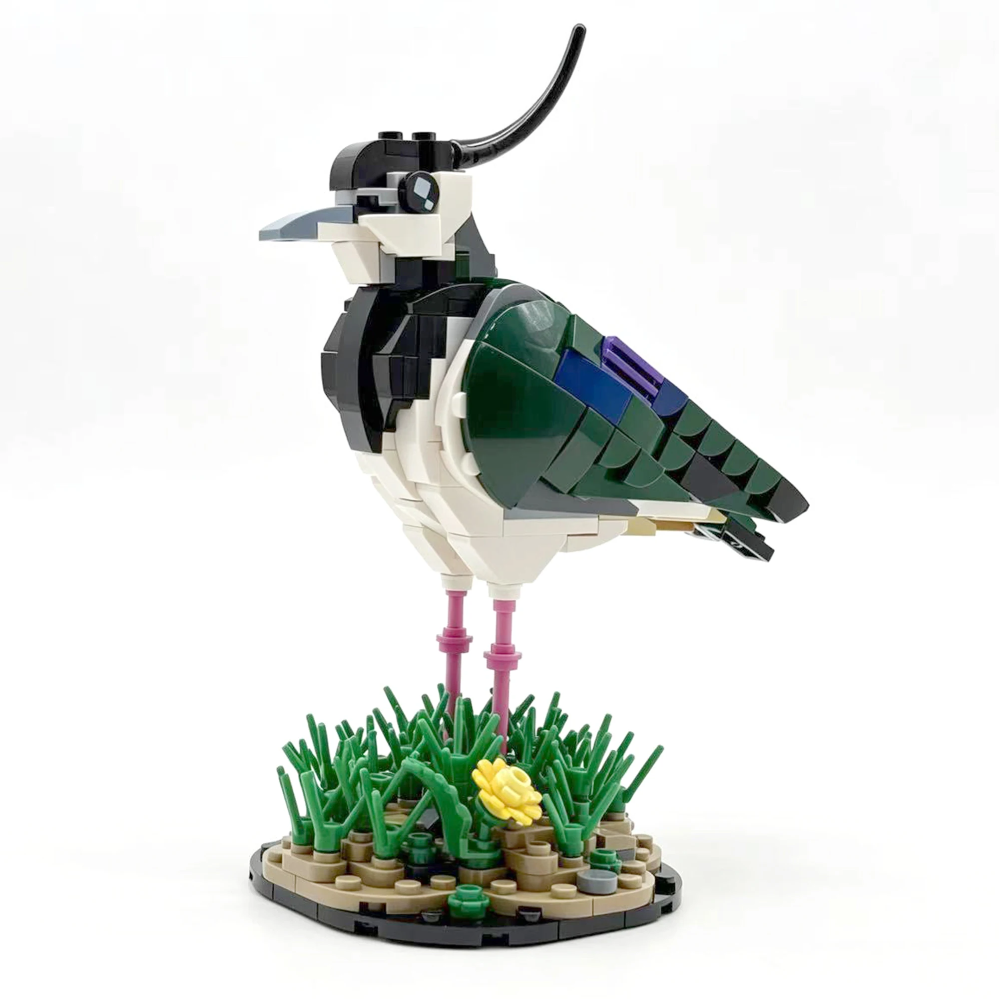 MOC 308PCS Realistic Crested Wading Bird Building Blocks Detailed Animal Brick Model with Grass Base, Animal Toy Brick Xmas Gift