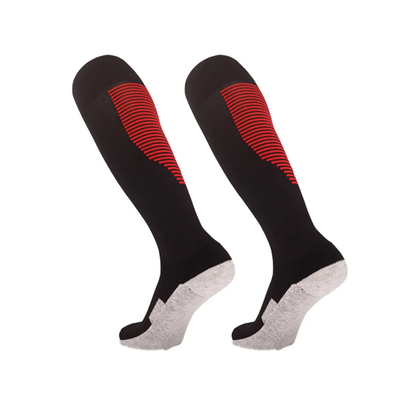 Streep Sportvoetbal Sokken Volwassen Kinderen Ademende Voetbalclub Knie Hoge Training Hardlopen Lange Kous Handdoek Bodem Sok Unisex