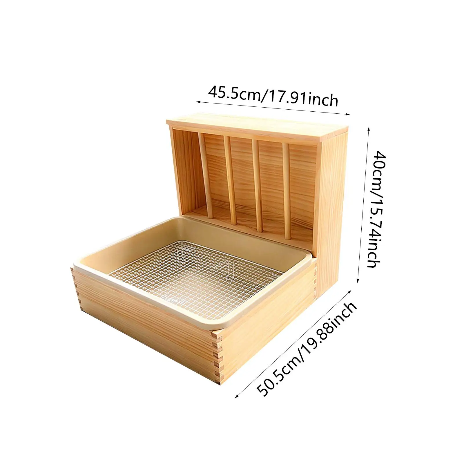 Bunny Litter Box Hay Feeder Wood Hay Feeder Rabbit Feeding Box Rabbit Grass Feeder for Hamster Bunnies Chinchilla Guinea Pig