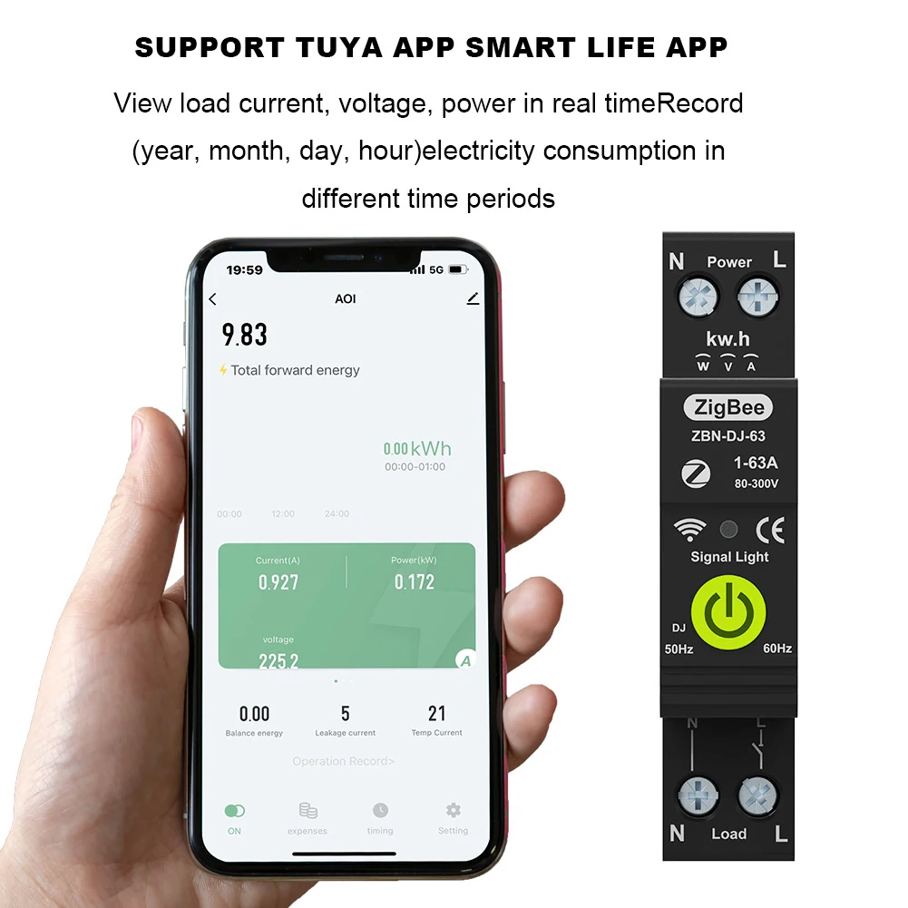 Tuya Zigbee inteligentne przerywacz fotowoltaiczne dwukierunkowe pomirowanie licznik energii ponowne zamykanie osłony głosowej