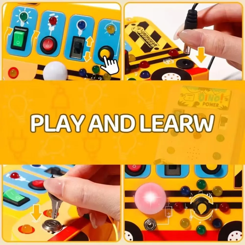 With Lights Switches LED Car Switch Realistic Engine Sounds Sensory Play School Bus Busy Board Early Education